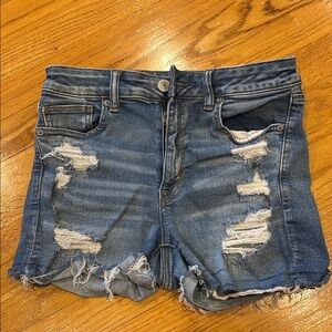 American Eagle Outfitters Blue Distressed Jean Shorts